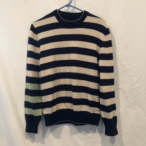 striped sweater with green sleeve wool/cashmere bl